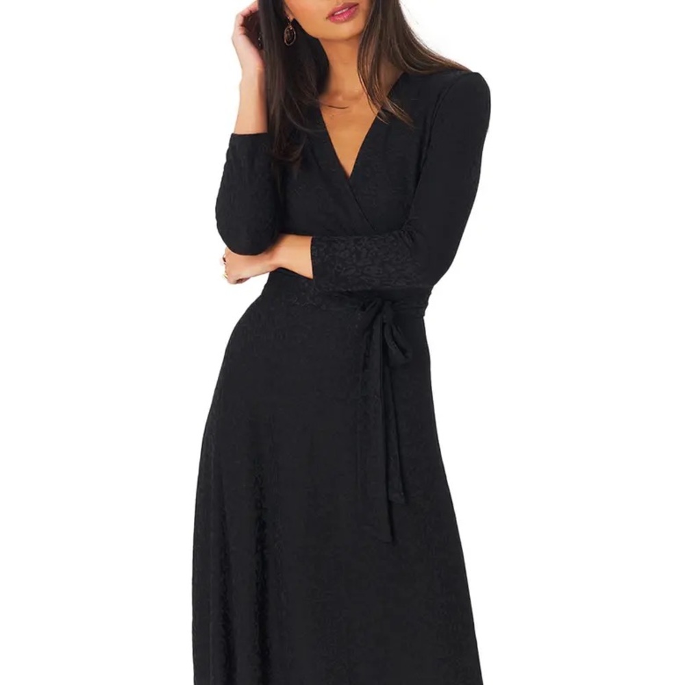 LEOTA Black Wrap Dress Size L
